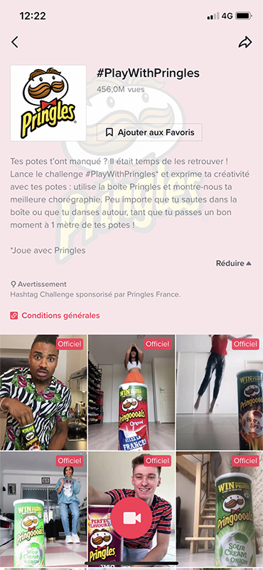 Stratégie Hashtag Challenge Pringles