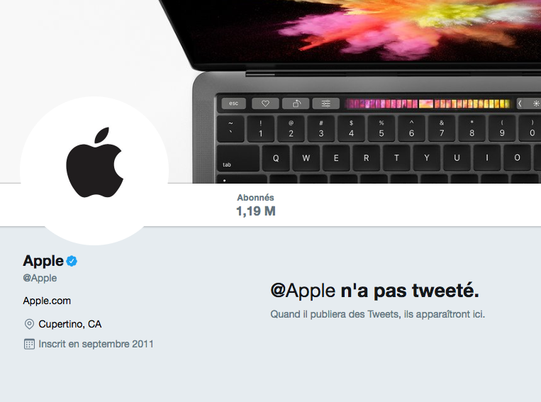 Profil de Apple sur Twitter